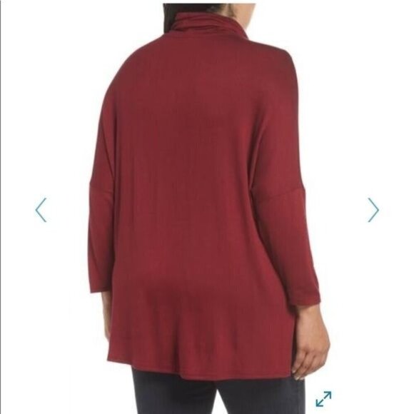 Caslon high/low maron tunic long sleeve - Picture 2 of 3